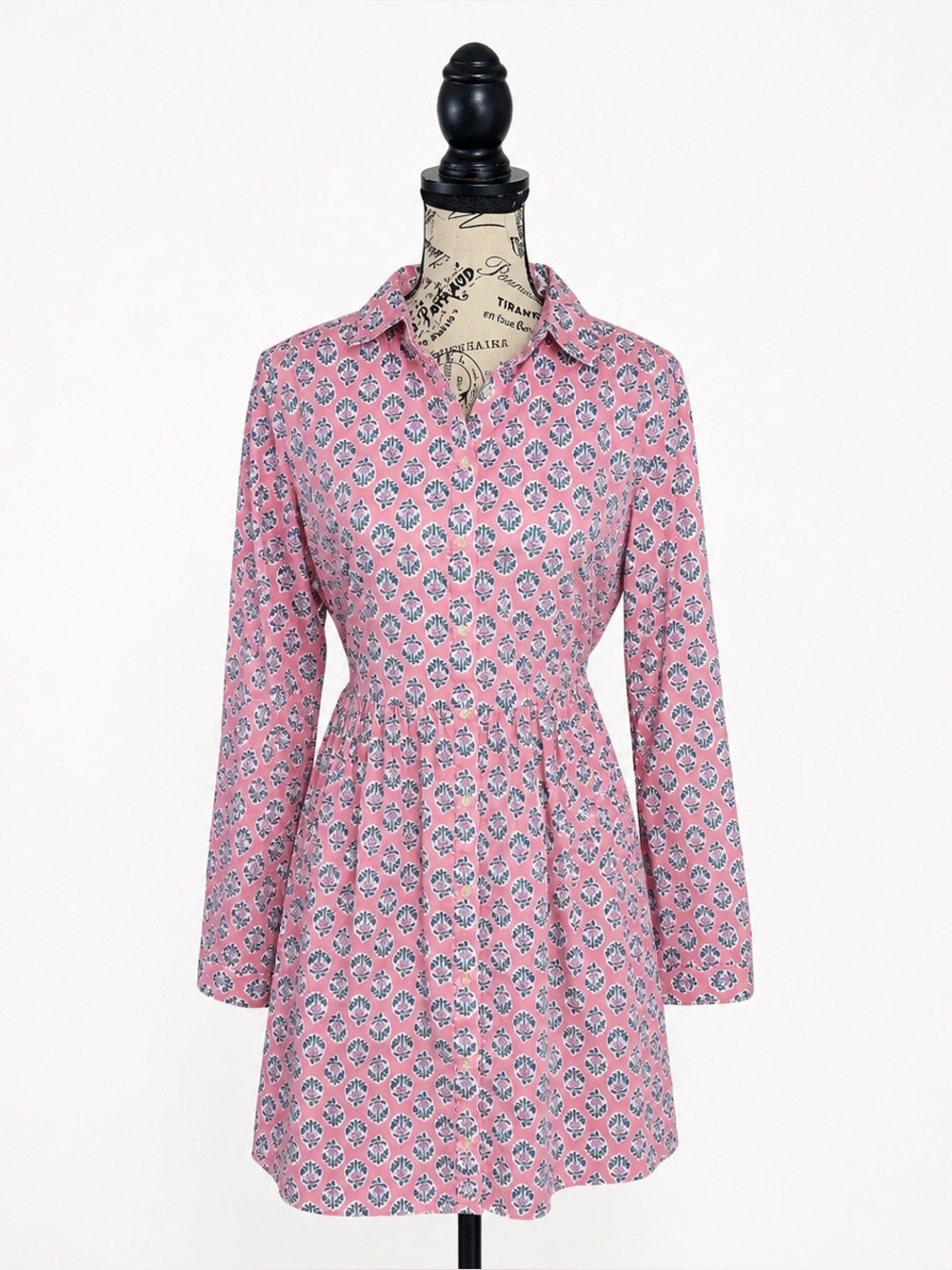 J.Crew Pink Floral Block Print Shirt Dress Long Sleeve Size 12 NWOT